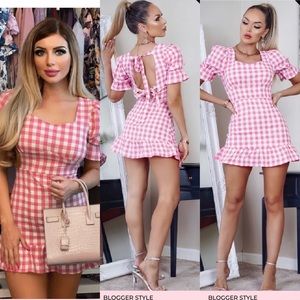 Summer sale Gingham style pink and white dress